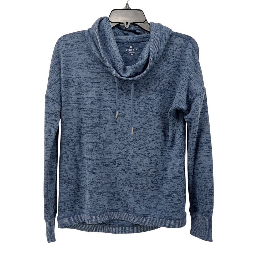 Athleta Blue Sweater Cowl Neck Pullover Knit Athletic Sz XS - Picture 13 of 14